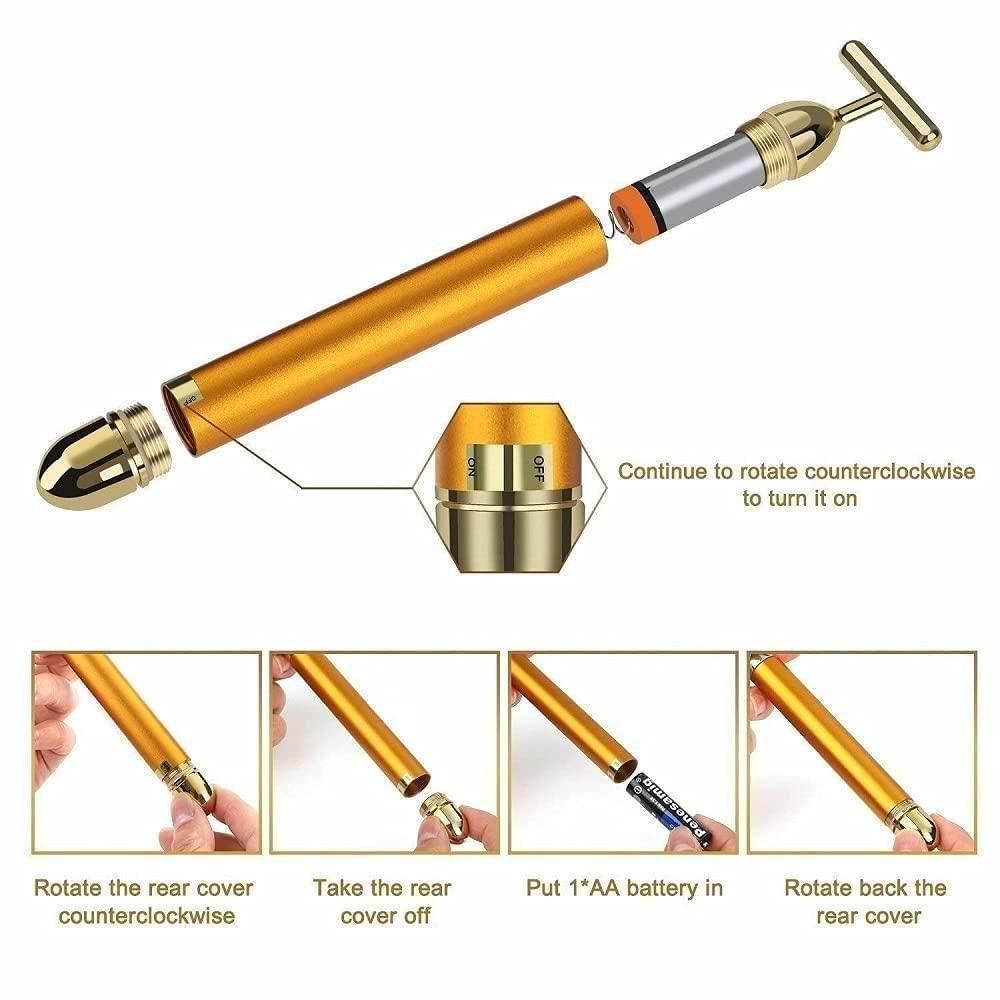 24K Gold beauty Electric Facial Massage Roller